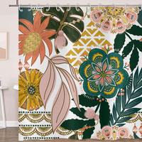 DUSCHVORHANG Boho floral bunt Polyester waschbar wasserfest - Multicolor, Kunststoff (180/180cm) - MCBOSON