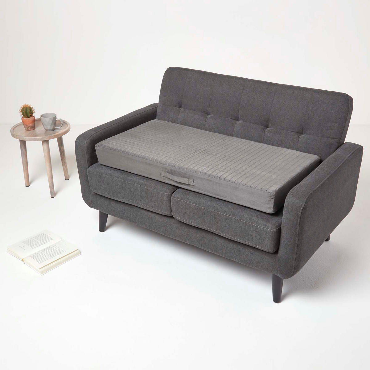 SOFA-AUFLAGE grau 100/50/10 cm – Velours-Sitzkissen orthopädisch - Grau, Textil (100/50/10cm) - Homescapes