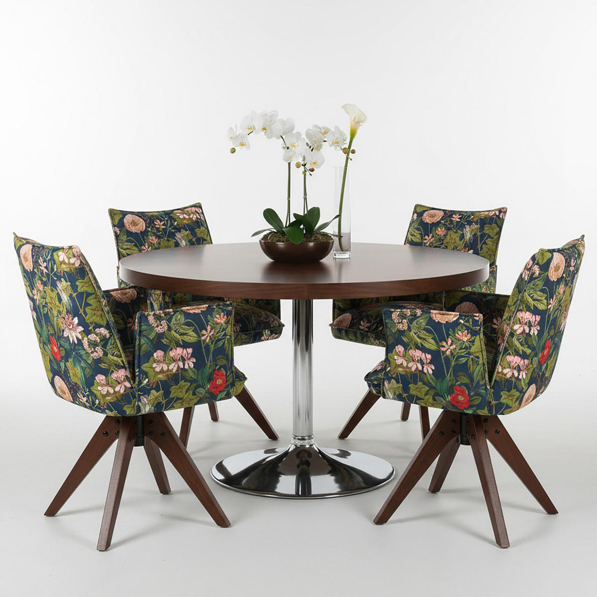 ARMLEHNSTUHL Mika-Emil 2er-Set - Nussbaumfarben/Multicolor, Eichenholz/Holz (60/88/63cm) - DUBI Möbel