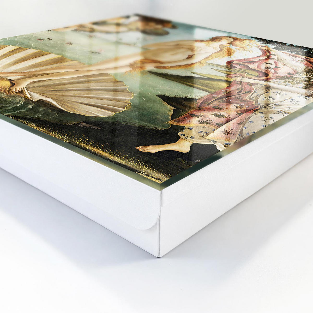 SCHLÜSSELBOX Weiß 30x30 cm – Türöffnung nach rechts - Die Geburt der Venus - Grün, Metall (30/30/5cm) - TULUP
