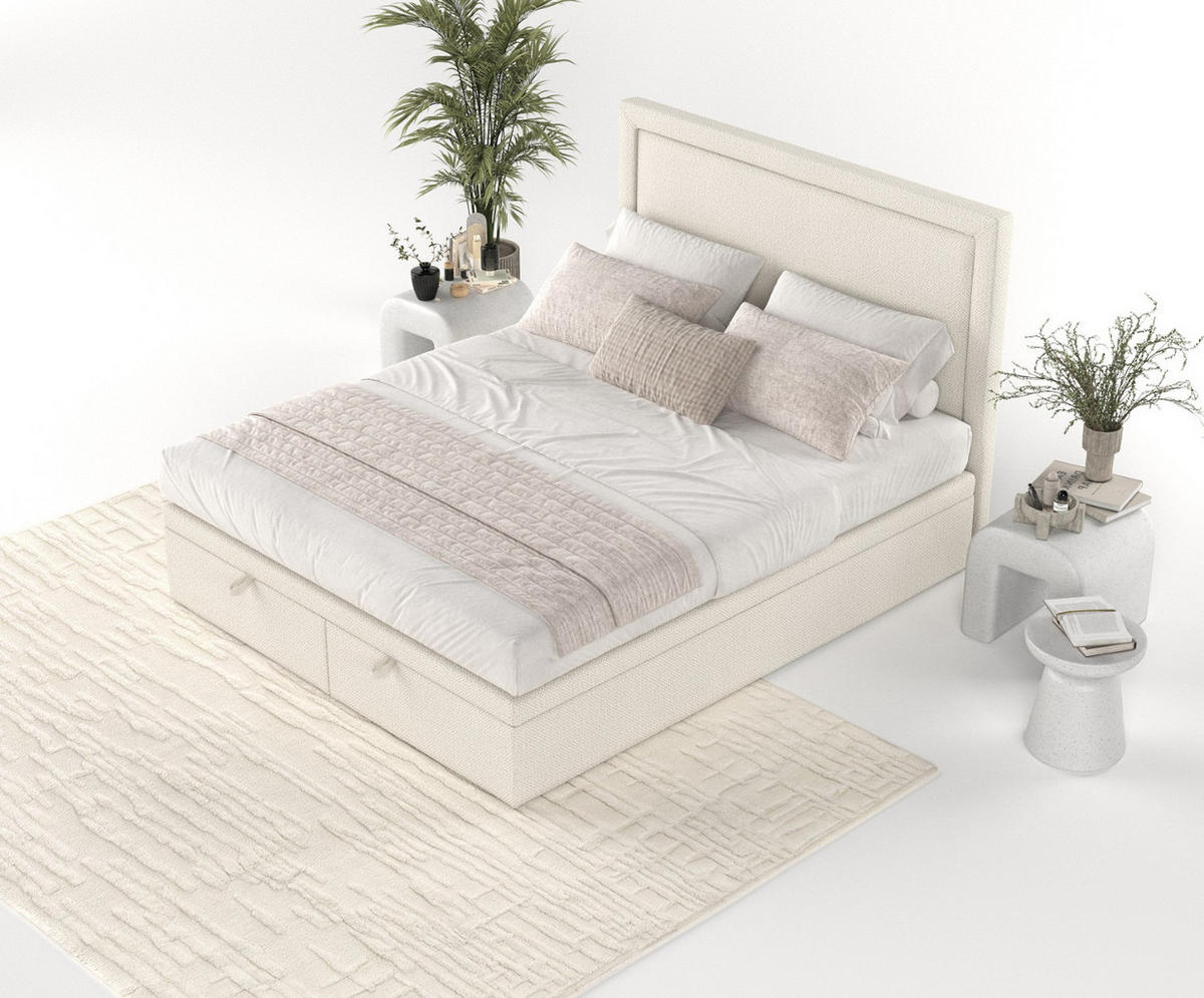 POLSTERBETT Salma mit Stauraum 160/200 cm Hellbeige im Alta Stoff - Sandfarben/Schwarz, Holz/Holzwerkstoff (160/200cm) - AltaBeds