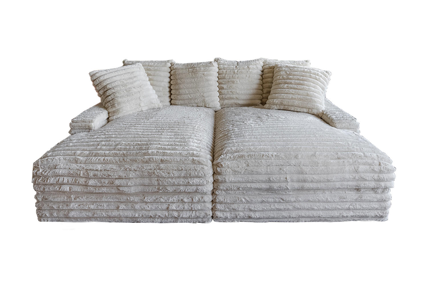 BIG SOFA CADY Cremeweiß Cord - Creme/Schwarz, Kunststoff/Textil (248/73/168cm) - KAWOLA