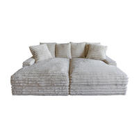 BIG SOFA CADY Cremeweiß Cord - Creme/Schwarz, Kunststoff/Textil (248/73/168cm) - KAWOLA