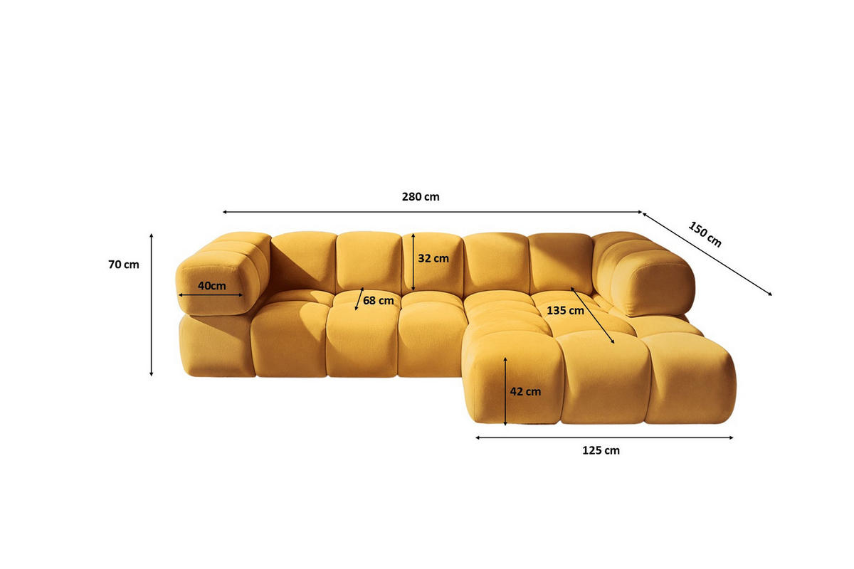 ECKSOFA L-Form Averro, stoff Bluvel, Golden, Rechts - Goldfarben, Holz (280/150cm) - Kaiser Möbel