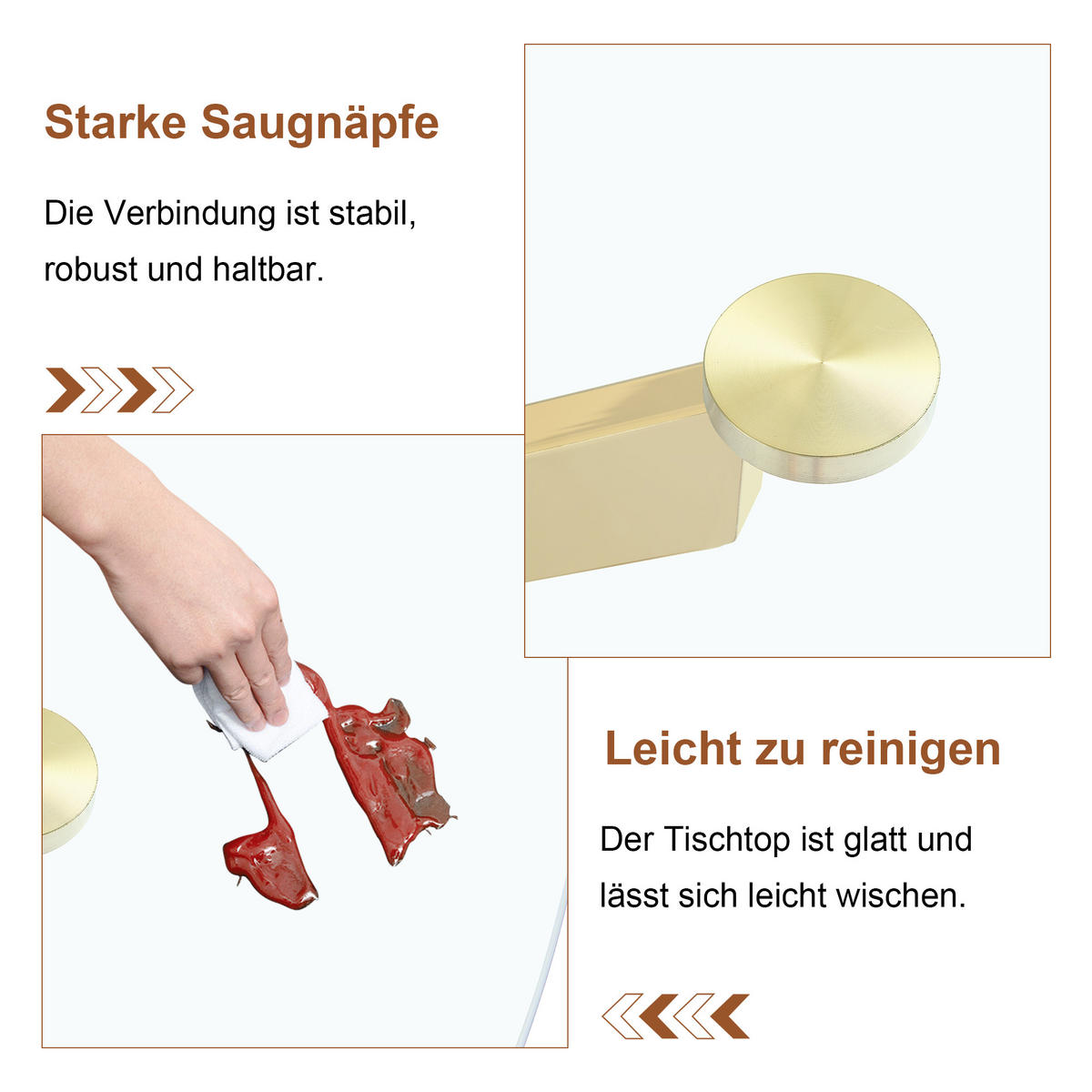 ESSTISCH runder mit goldenem Metallgestell 80/80/75 cm - Goldfarben, Metall (88/88/75cm) - Oxeza