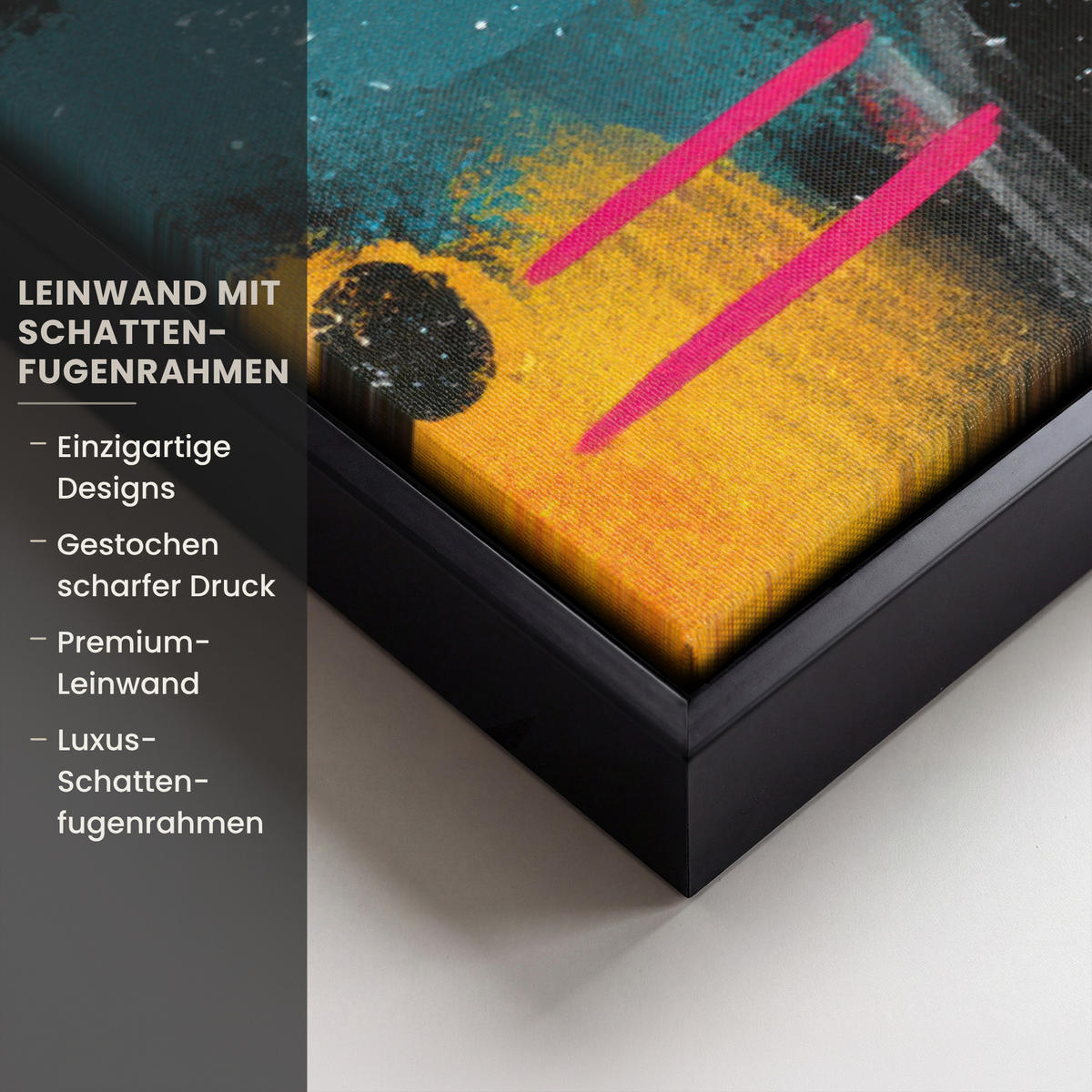 LEINWAND Bilder mit Rahmen - Farbflächen - Formen - Bunt - Abstrakt - 60x40 - Pink, Textil (60/40cm) - MuchoWow