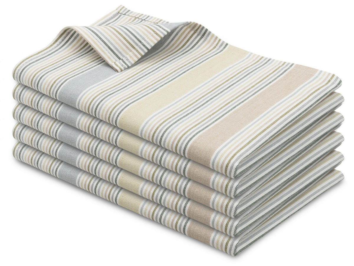 GESCHIRRTÜCHER, 5er-Set, 50x70 cm, 100% Baumwolle, Grün - Olivgrün, Textil (50/70cm) - Zollner