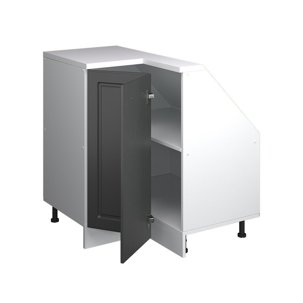 DACHSCHRÄGENSCHRANK ECKSCHRANK Rion Anthrazit Landhaus/Weiß 75.6 x 81.6 cm mit 1 Tür - Anthrazit/Weiß, Holzwerkstoff (75.6/81.6/75.6cm) - Vicco