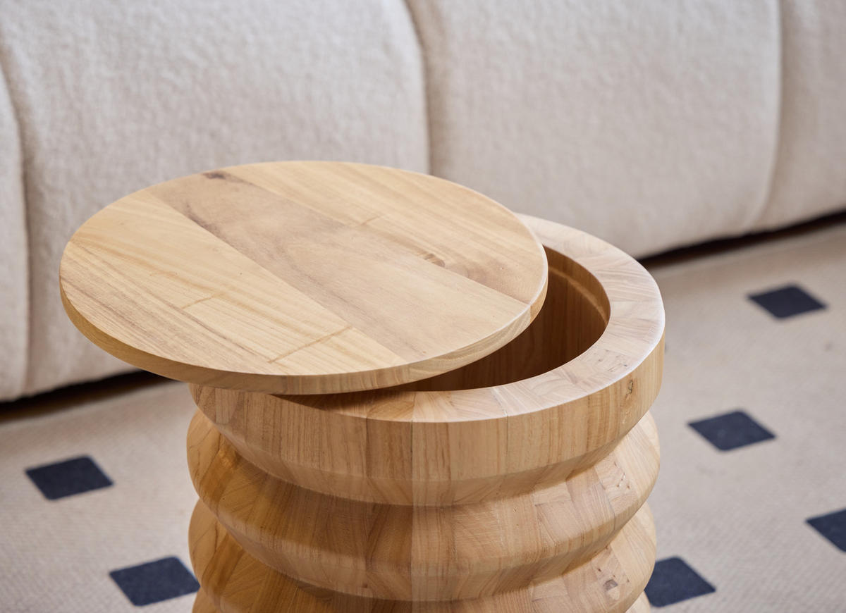 POUF Holz Braun - Braun, Textil (34.5/42/34.5cm) - Nordlys