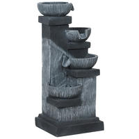 ZIERBRUNNEN DE-10204 4-stufiger Wasserfall mit LED-Beleuchtung Grau - Grau, Kunststoff (38/36/85cm) - ComfortXL