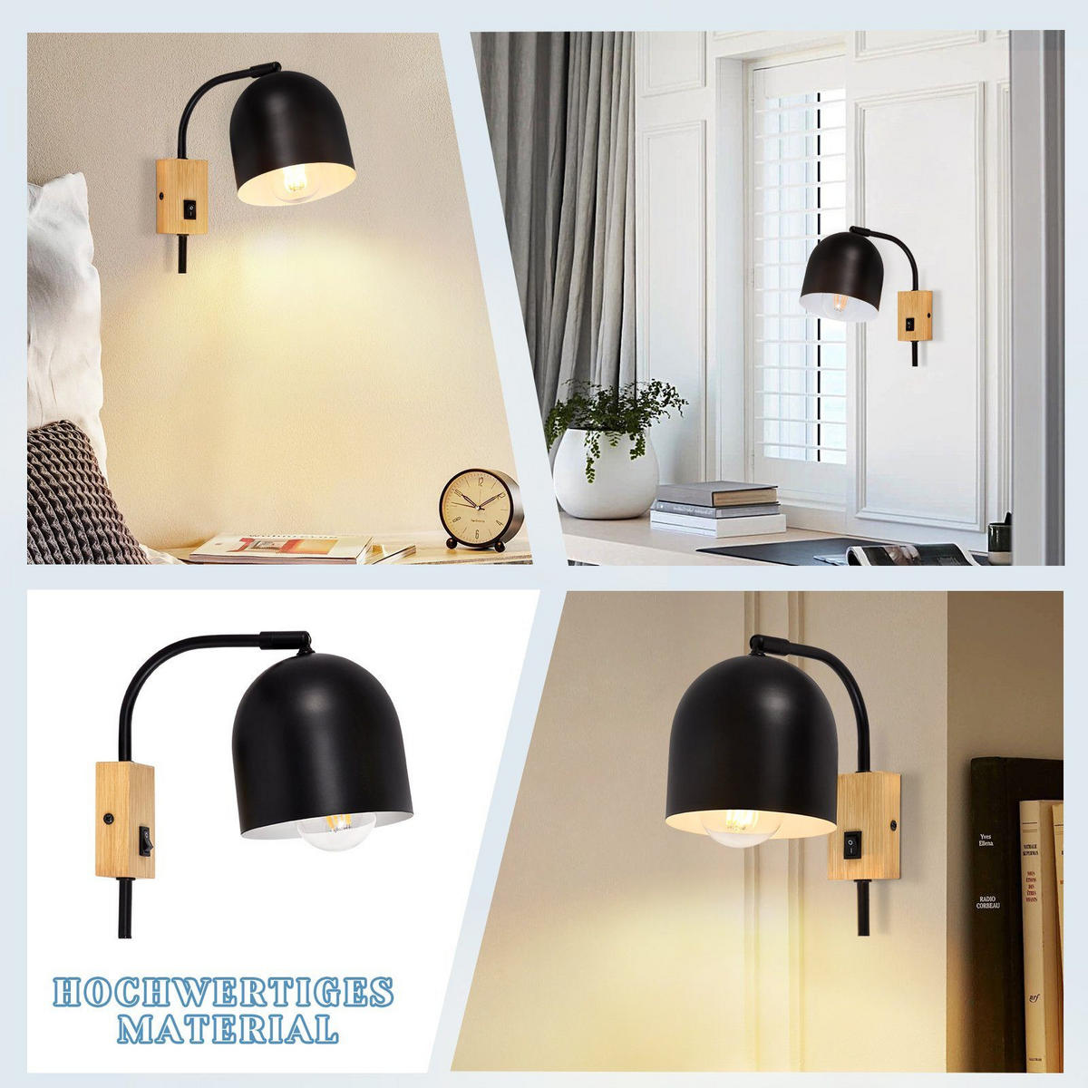WANDLEUCHTE Marie - Schwarz, Metall (13/22/21cm) - Nettlife