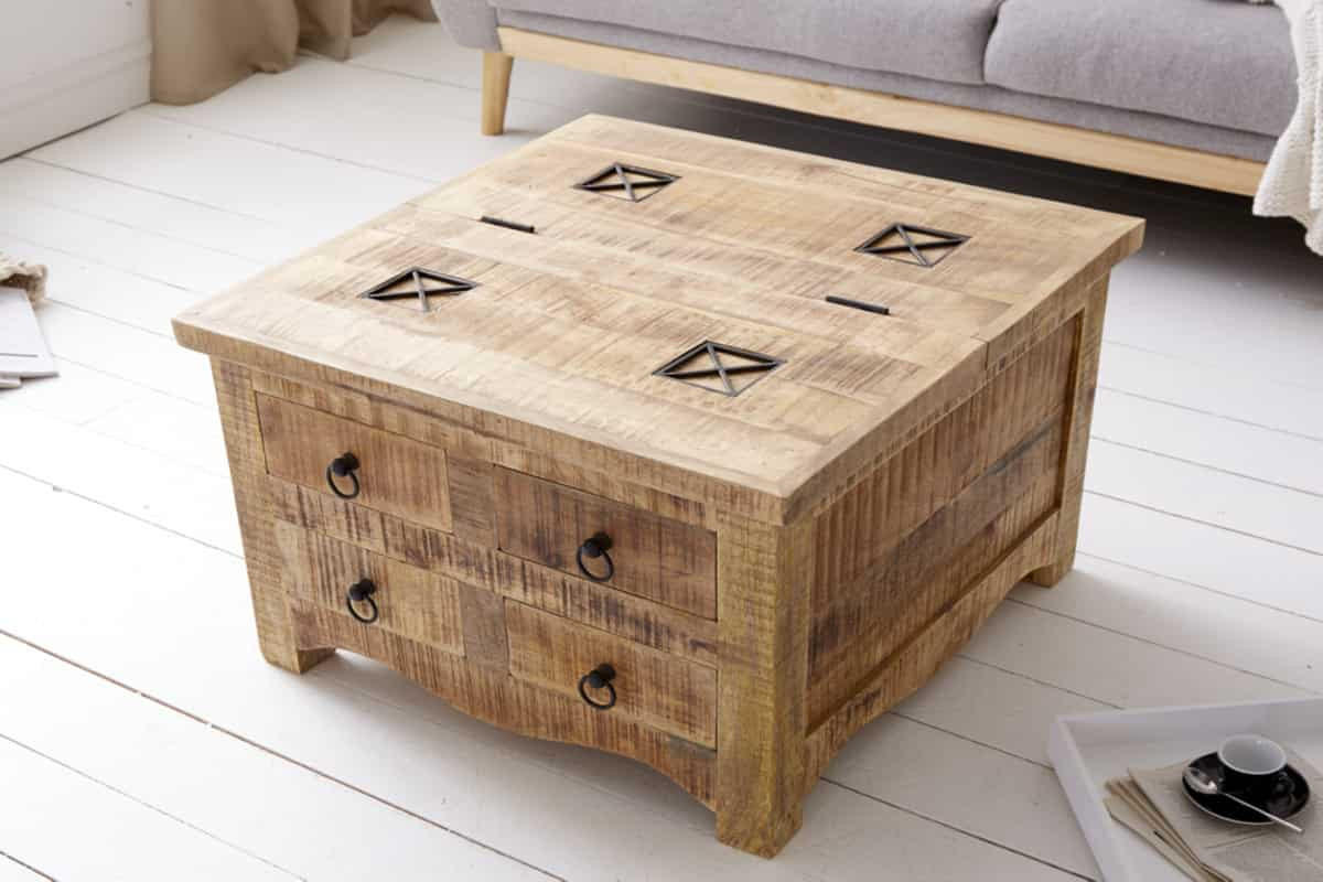 COUCHTISCH IRON CRAFT Mango rechteckig Natur 70cm - Silberfarben/Braun, Holz (70/70/45cm) - riess-ambiente