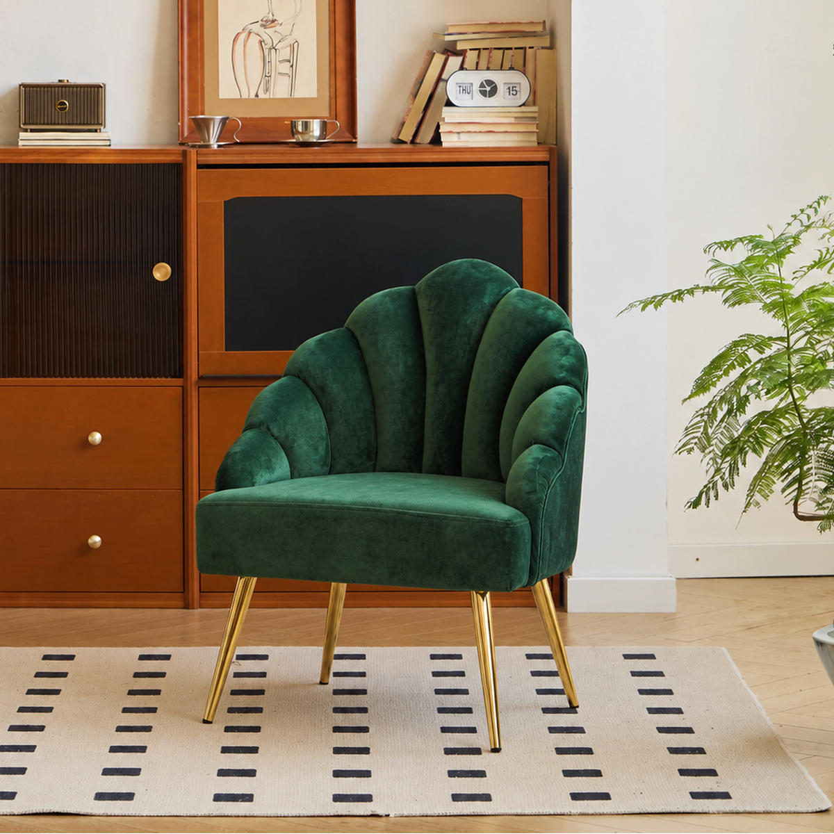 SESSEL Samt Grün - Grün, Textil (63/89/60cm) - Nordlys