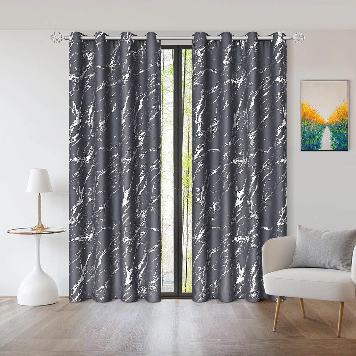 VERDUNKELUNGSVORHANG – Dunkelgrau – 132 cm x 213 cm – 2 Schal - Dunkelgrau, Textil (132/213cm)