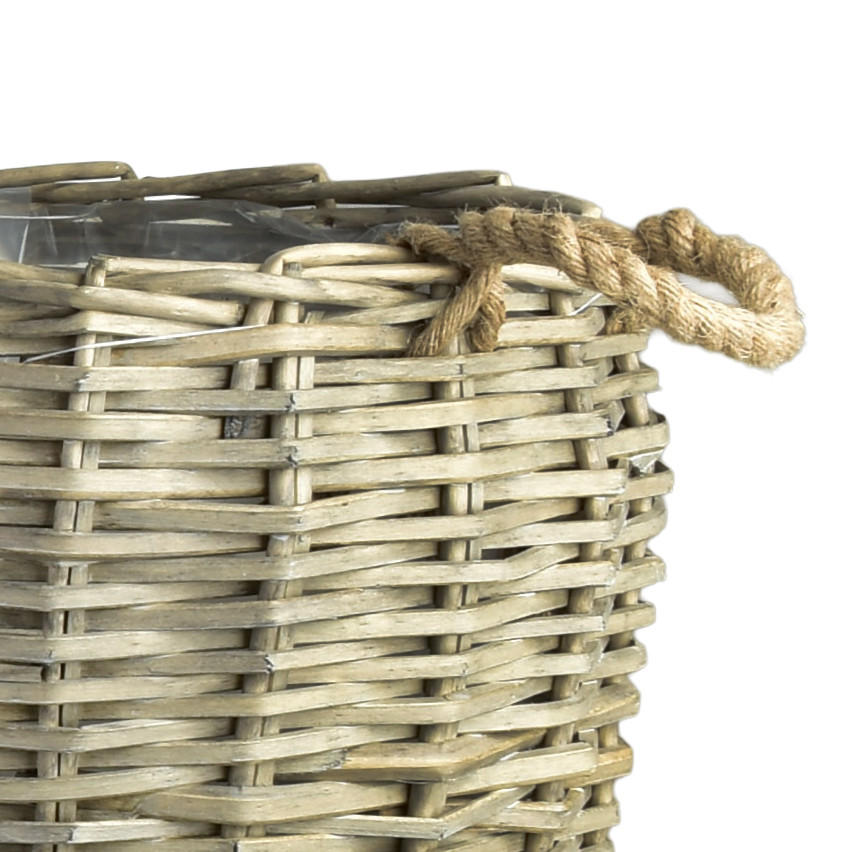 BLUMENTOPF Gustav 3er Set beige 49/49/50 cm Weide - Beige, Holzwerkstoff (52cm) - Mondex