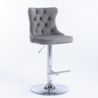 BARHOCKER 2er-Set höhenverstellbar mit Samtbezug, Grau - Grau, Textil (46/115/46cm)