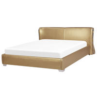 LEDERBETT 180/200cm Gold Paris - Goldfarben, Leder (180/200cm) - Beliani