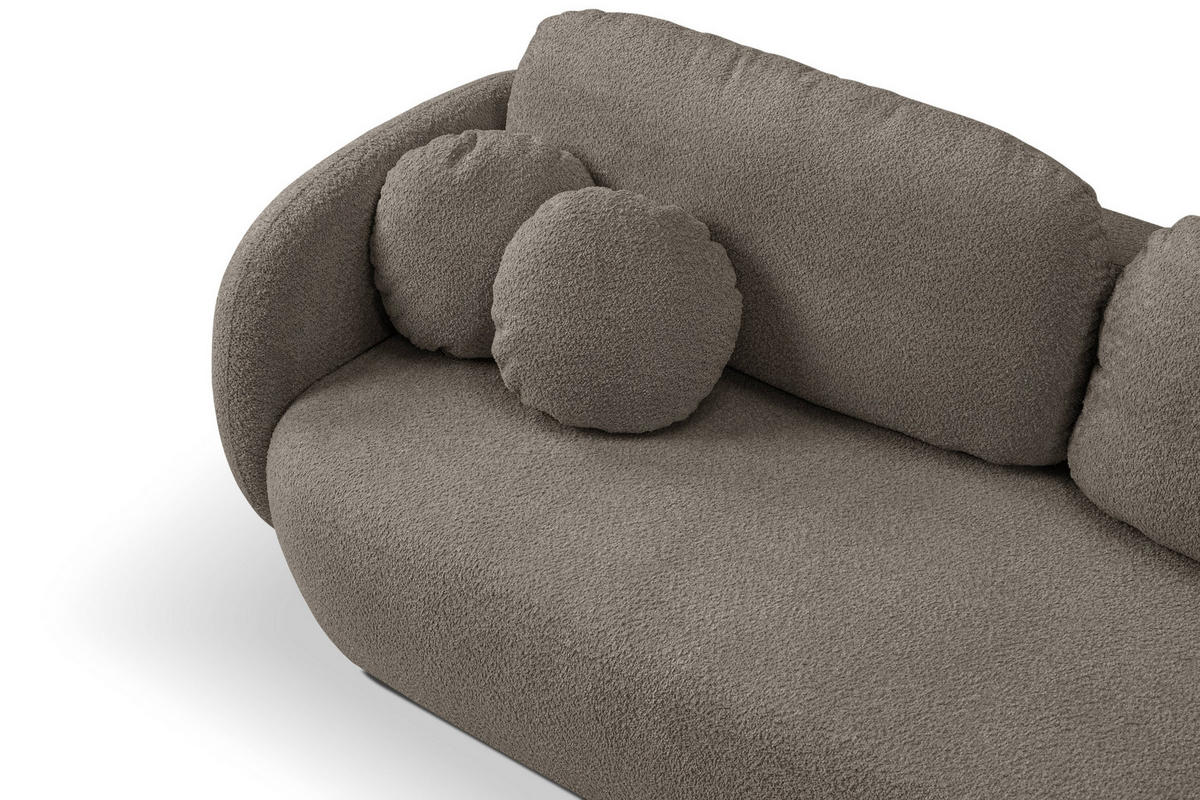 BETTSOFA AMICO Beige Bucle-Stoff mit Schlaffunktion - Beige, Holz (238/86.5/101cm) - MASSENO