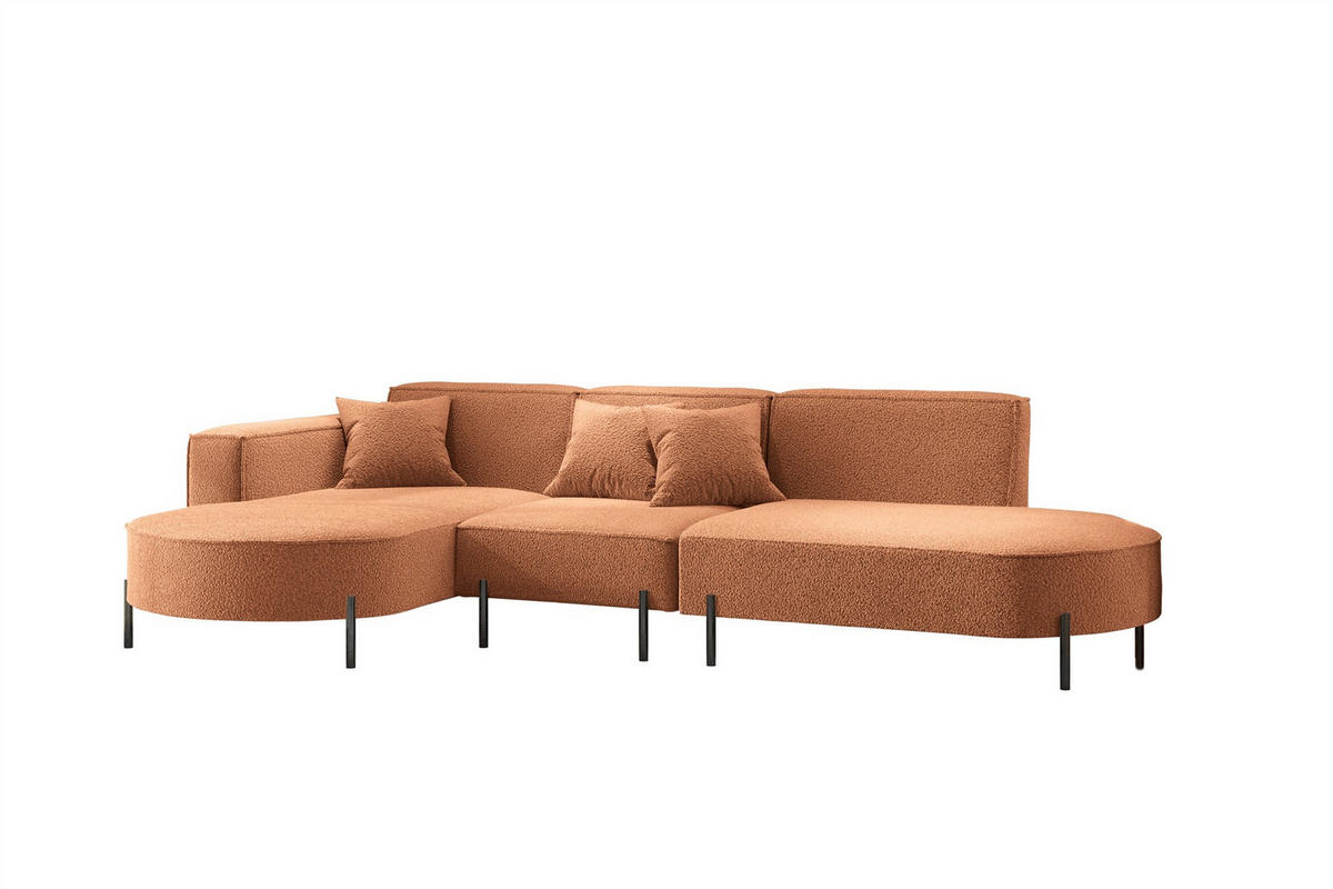 ECKSOFA Valencia - Kupferfarben, Holzwerkstoff/Textil (321/165cm) - Fun Möbel
