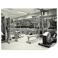 FOTOTAPETE Fitnessstudio Innenraum Equipment Modern Sport 350x256 - Ecru/Creme, Papier (350/256cm) - Muralo