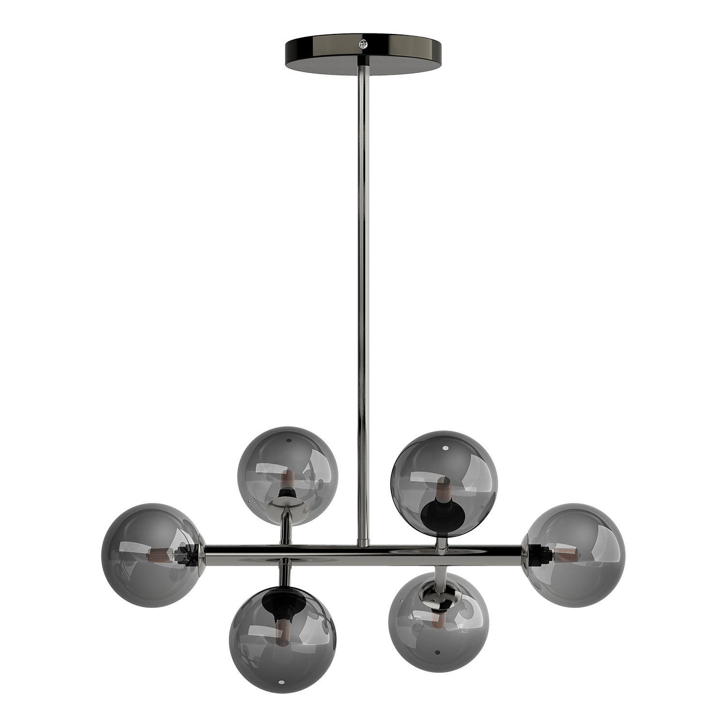 DECKENLEUCHTE - Metall / Glas - 6-flammig - Transparent/Grau, Glas/Metall (33/60/70cm) - home24