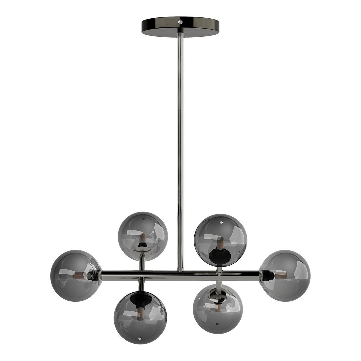 DECKENLEUCHTE - Metall / Glas - 6-flammig - Transparent/Grau, Glas/Metall (33/60/70cm) - home24