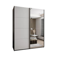 SCHWEBETÜRENSCHRANK 245,5/200/64 2-türig - Schwarz/Weiß, Holz/Metall (200/245/64cm) - Abiks Möbel