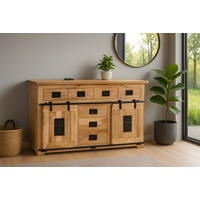 SIDEBOARD LIBRO - Beige/Naturfarben, Akazienholz/Holz (150/90/45cm) - SAM