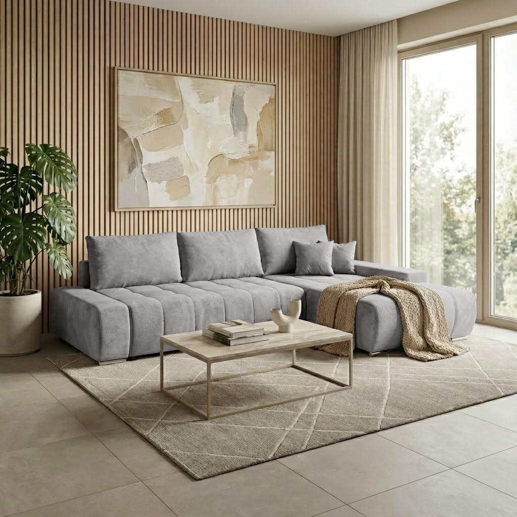 Thumbnail - Beautysofa Ecksofa, Hellgrau, Textil, 267x186 cm, Wohnzimmer, Sofas & Couches, Wohnlandschaften, Ecksofas