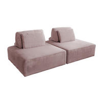 MODULSOFA WIOLO SOFT 2 MODULE 2 KISSEN Pink Cord - Pink/Schwarz, Kunststoff/Textil (222/84/111cm) - KAWOLA