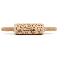 TEIGROLLE Frohe Weihnachten, junior, 23 cm, Buchenholz - Braun, Holz (23cm) - Folkroll
