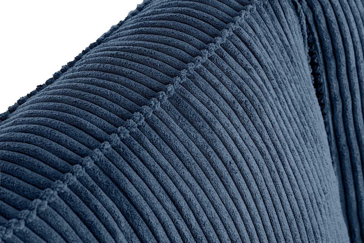 2-SITZER-SOFA INVIA Klassische-Stil mit Armlehnen, Feinkord-Stoff, Dunkelblau - Schwarz/Dunkelblau, Textil (164/87/98cm) - KONSIMO®