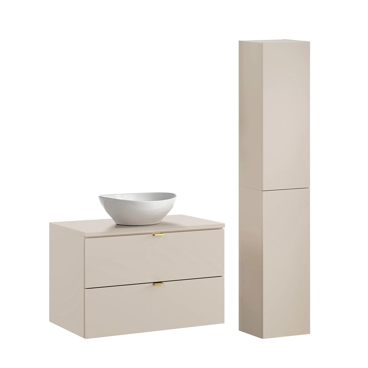 KOUPELNOVÝ NÁBYTEK 80.6cm Azel 2er-Set Kašmír - béžová, kompozitní dřevo (80.6/52/46cm) - Petits-meubles