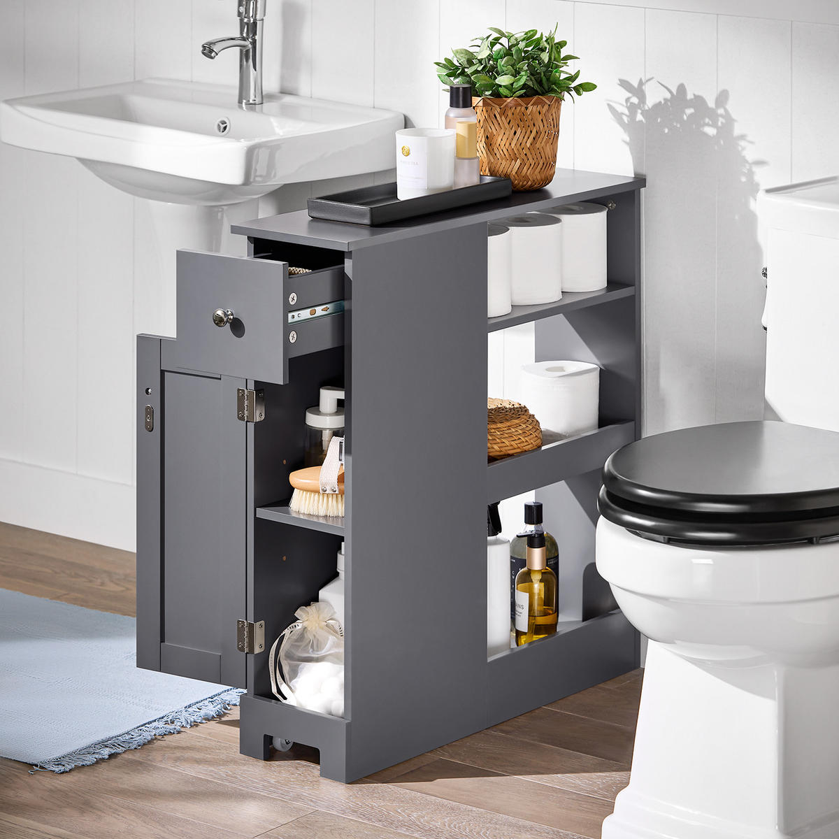 NISCHENSCHRANK mit Rollen Grau - Grau, Holzwerkstoff (20/70/65cm) - SoBuy