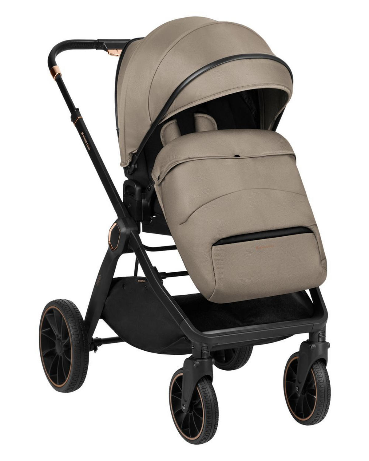 KINDERWAGEN Tiffany 2 in 1 hellbraun Babywanne, Sportsitz, Wickeltasche, PU-Räder - Braun, Metall (81/59/102cm) - Kikka boo