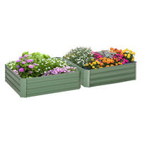 PFLANZENBEET-SET, Pflanzkübel, Blumenkübel für Garten, Terrasse, Verzinkter Stahl, Grün, 100 x 100 x 30 cm - Grün, Metall (100/30/100cm) - Outsunny