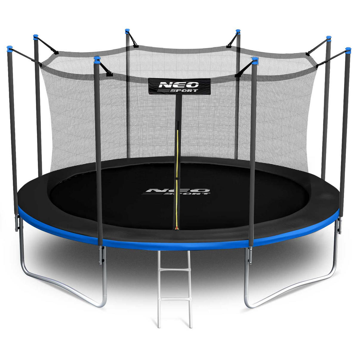 GARTENTRAMPOLIN 13 ft/404 cm mit Innennetz und Leiter - Blau, Metall (404/404cm)