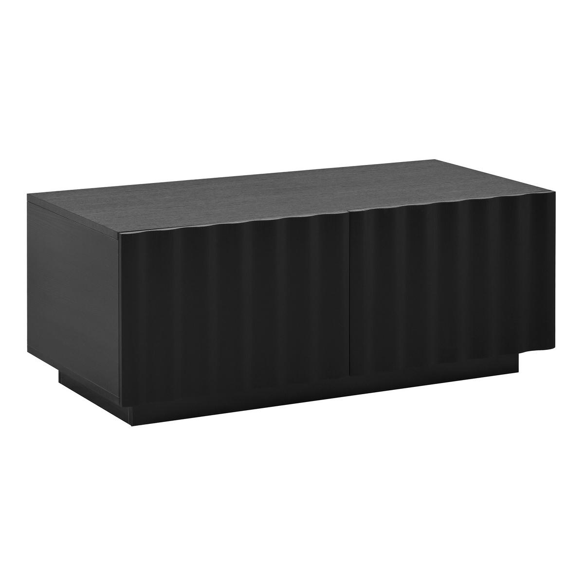 COUCHTISCH Schwarz mit 2 Schubladen und Wellenoptik 100/50/40 cm - Schwarz, Holzwerkstoff (50/100/40cm) - PANGIVO