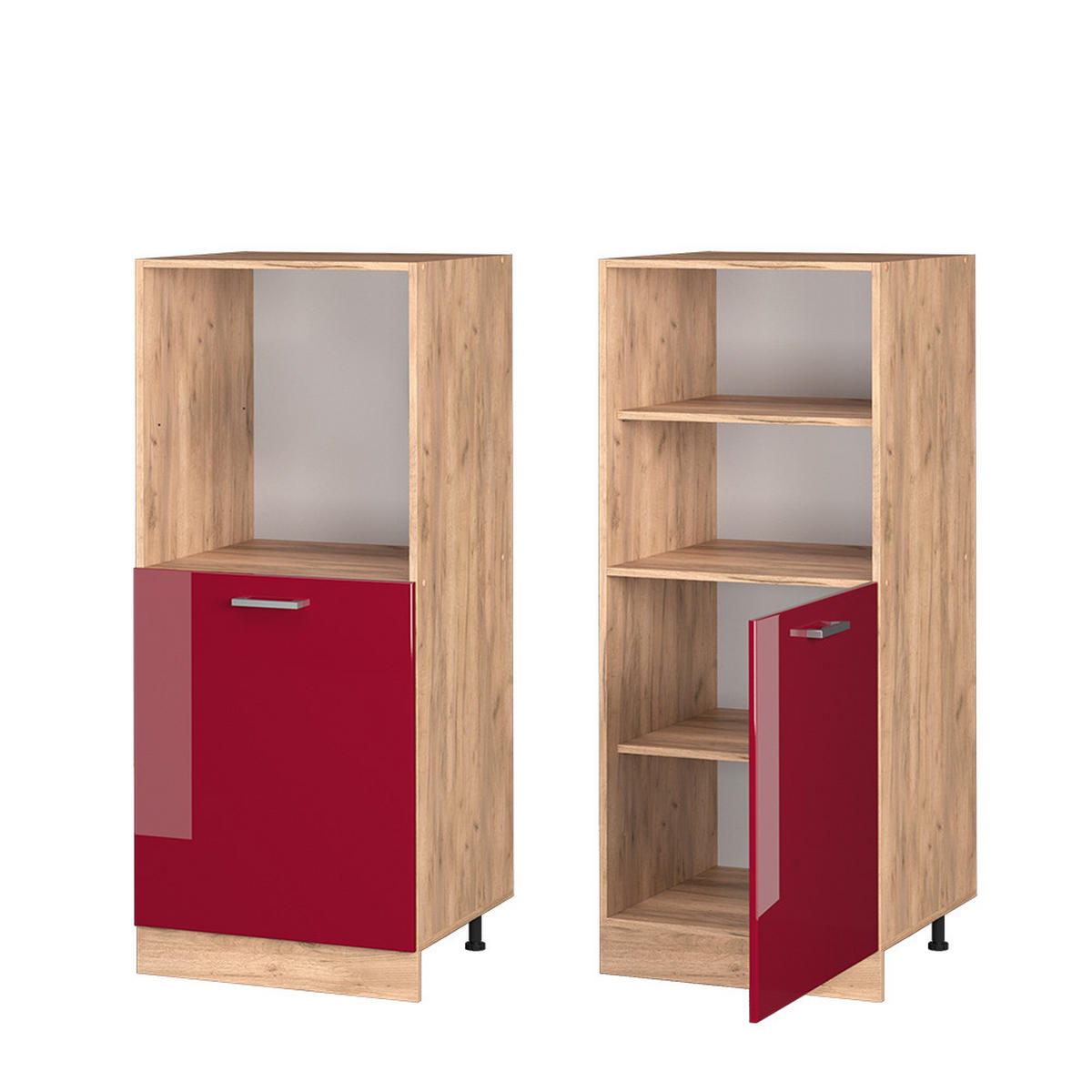 SKŘÍŇKA NA VESTAVĚNOU TROUBU R-Line Červená vysoký lesk 60 cm - medově dubová/červená, kompozitní dřevo (60/143/57cm) - Vicco