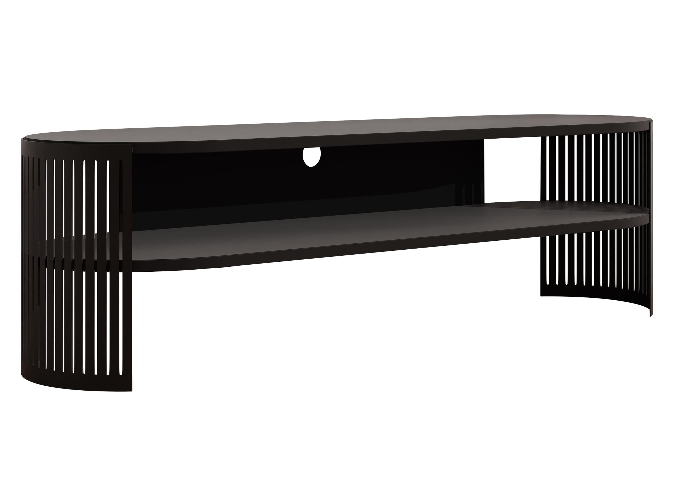 TV-LOWBOARD Fikoli Oval - Schwarz, Holzwerkstoff/Metall (140/40/40cm) - MIRJAN24