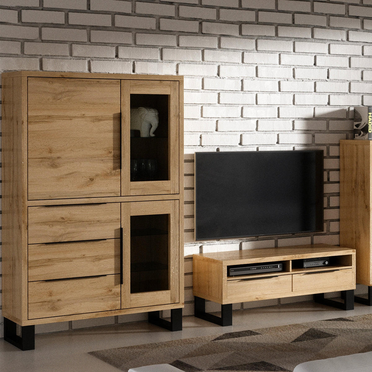 VITRINE Eden Holz und Metall - Braun, Holzwerkstoff (120/190/45cm) - Petits-meubles