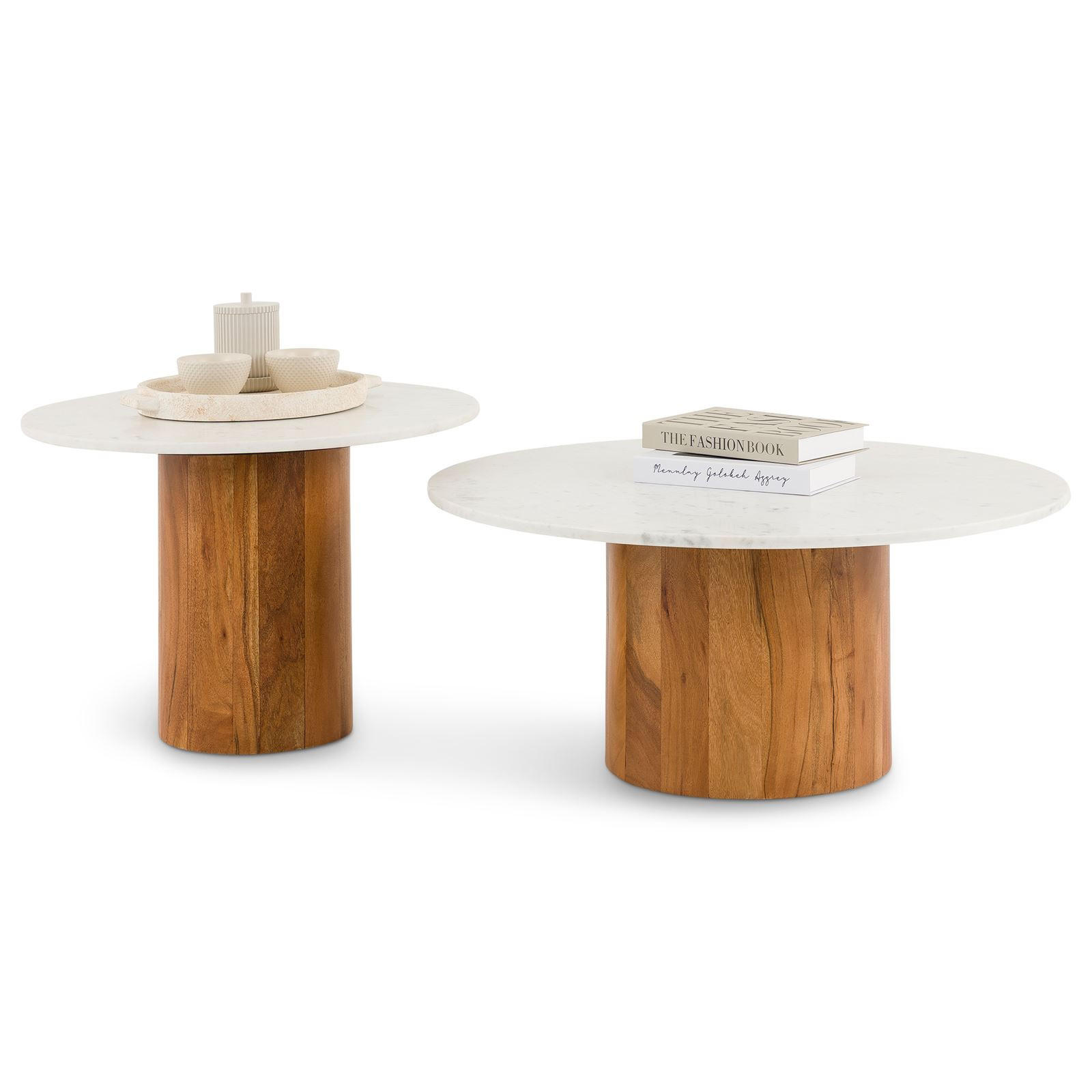 COUCHTISCHSET GANGA/YAMUNA 2er Set beige - Beige, Naturmaterialien/Holz (80/80/35cm) - IDIMEX