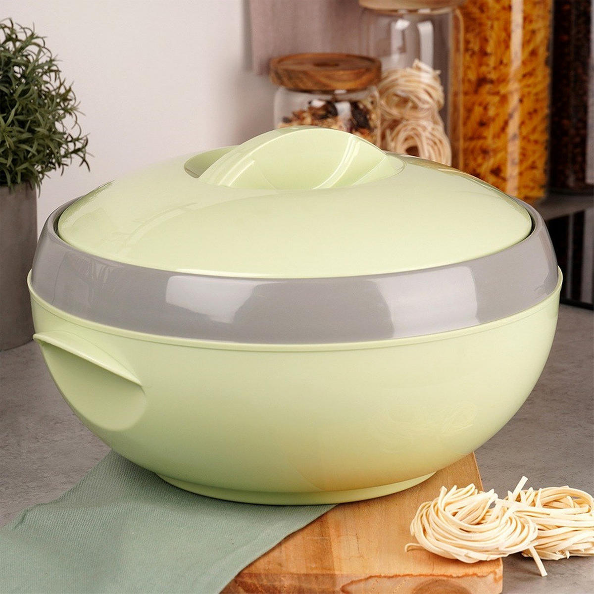 LUNCHTHERMOSKANNE Venus Edelstahl 5 l - Grün, Kunststoff (30/20/30cm) - Orion 
