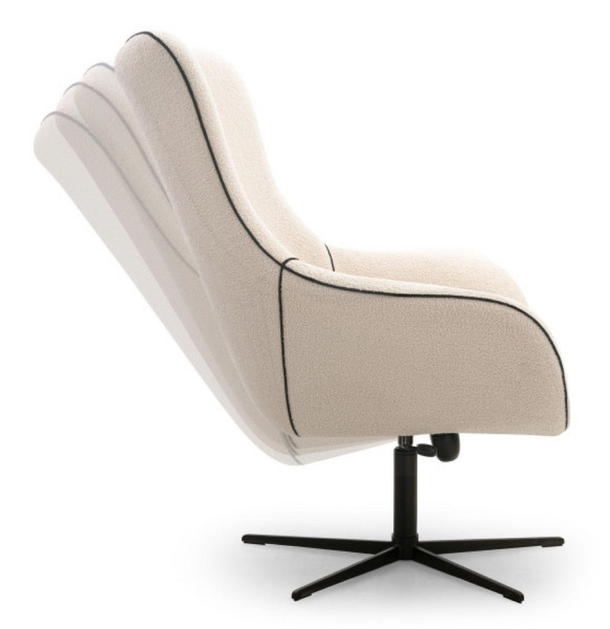 SESSEL Creme Lisa Drehbar Verstellbare Rückenlehne - Weiß, Textil (88/110/106cm) - Sepro Meble