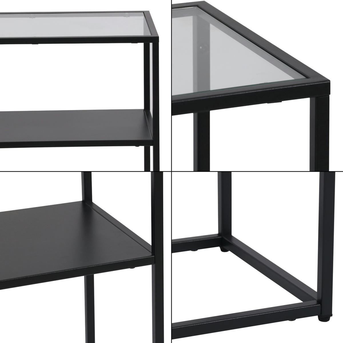 KONSOLENTISCH Kuhmo - Transparent/Schwarz, Glas/Metall (30/80/80cm) - [en.casa]