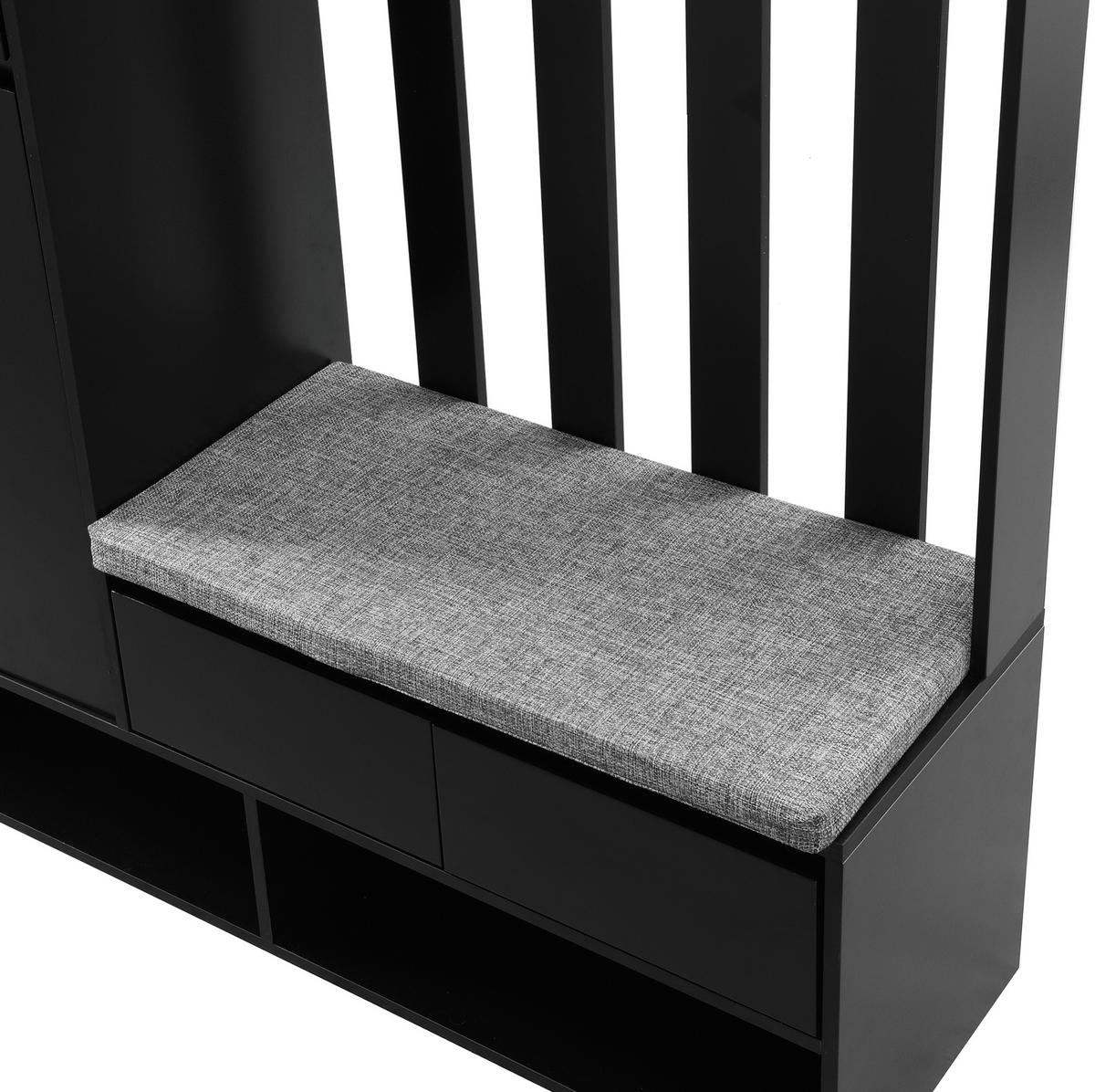 FLURGARDEROBE mit Sitzbank 100 x 35 x 180 cm MDF Schwarz - Schwarz, Holzwerkstoff (35/180/100cm) - Beauniv