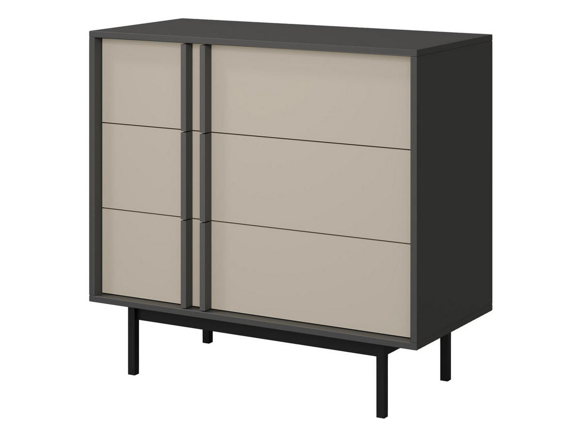 KOMMODE Alsy 3S AL08 - Anthrazit/Beige, Holzwerkstoff/Kunststoff (93/87/43cm) - MIRJAN24