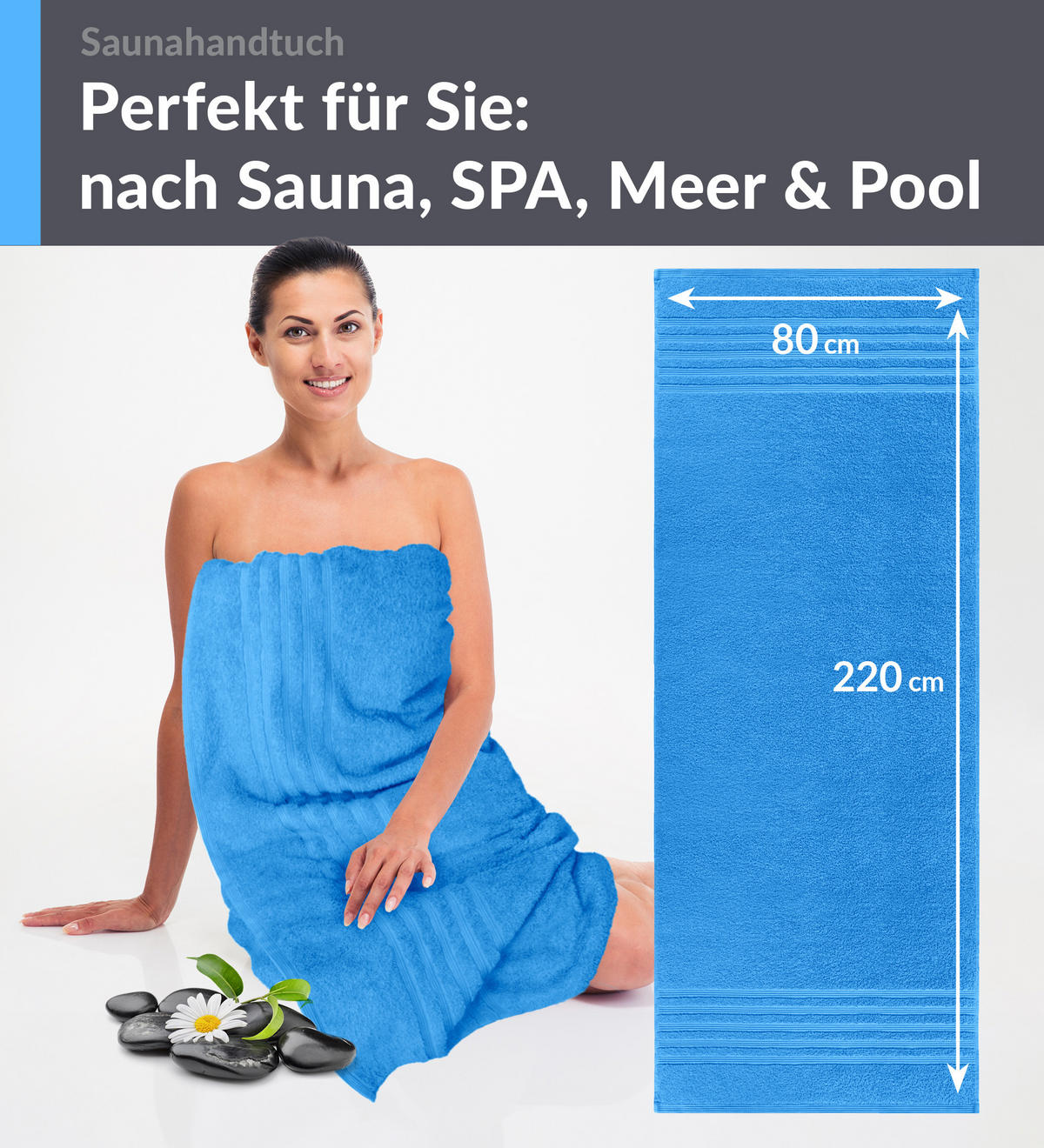 SAUNATUCH London Capri Blau 80x220 cm - Pastellblau, Textil (80/220cm) - Lashuma