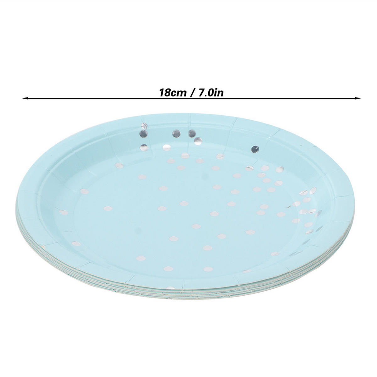 EINWEG-PAPPTELLER, 8 Stück, 18 cm, Blau, Goldpunkte, Party, Geburtstag, Deko - Blau, Karton