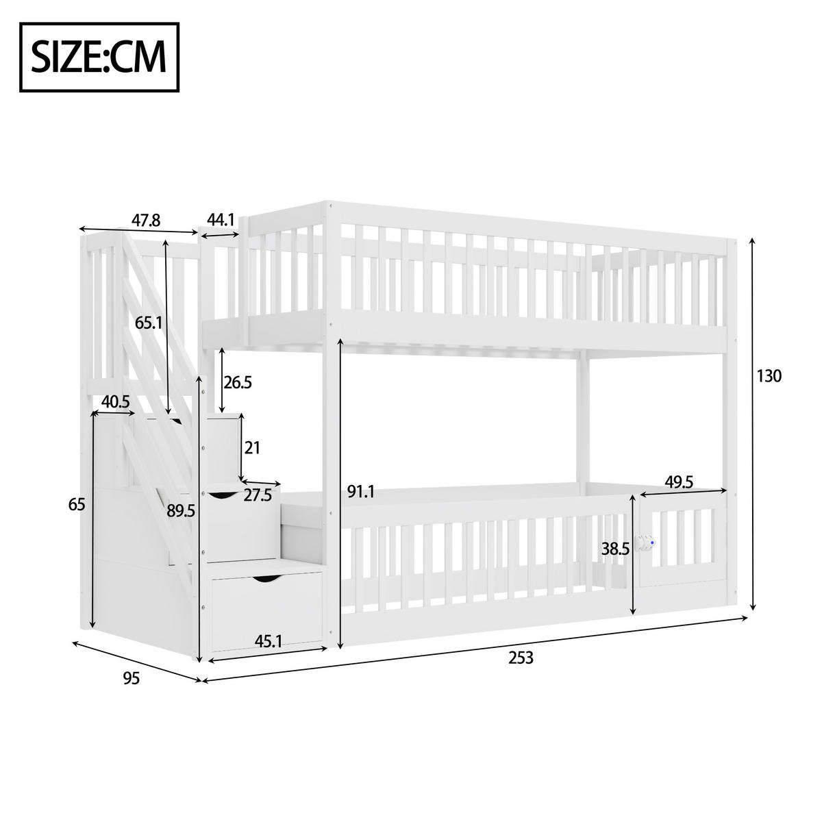 ETAGENBETT Kinder Weiß 90x200 cm 2-tlg. - Weiß, Holz (90/200cm) - ComfortXL